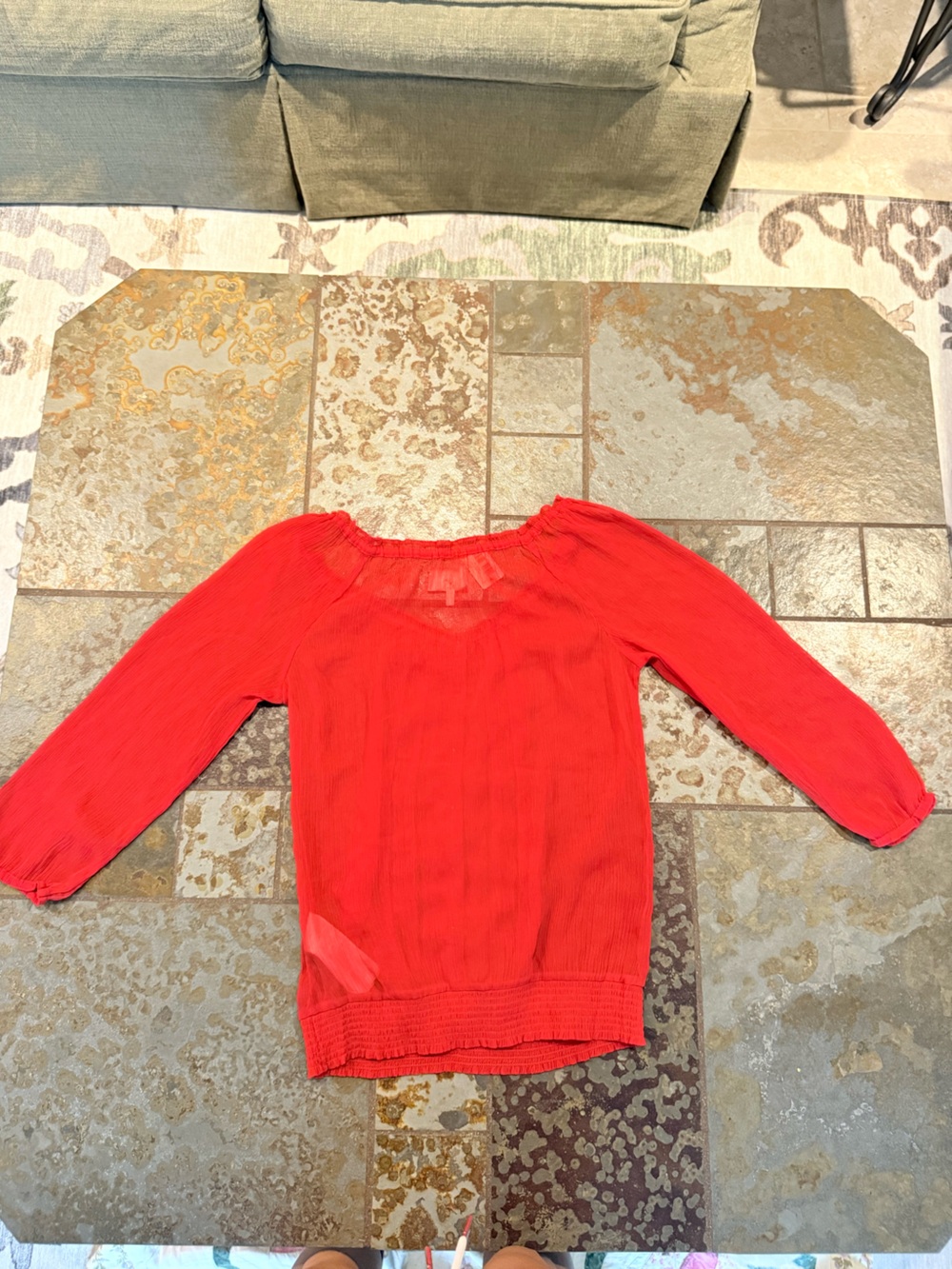 Gilly Hicks Red Textured Ruffle Top - Picture 2 of 4
